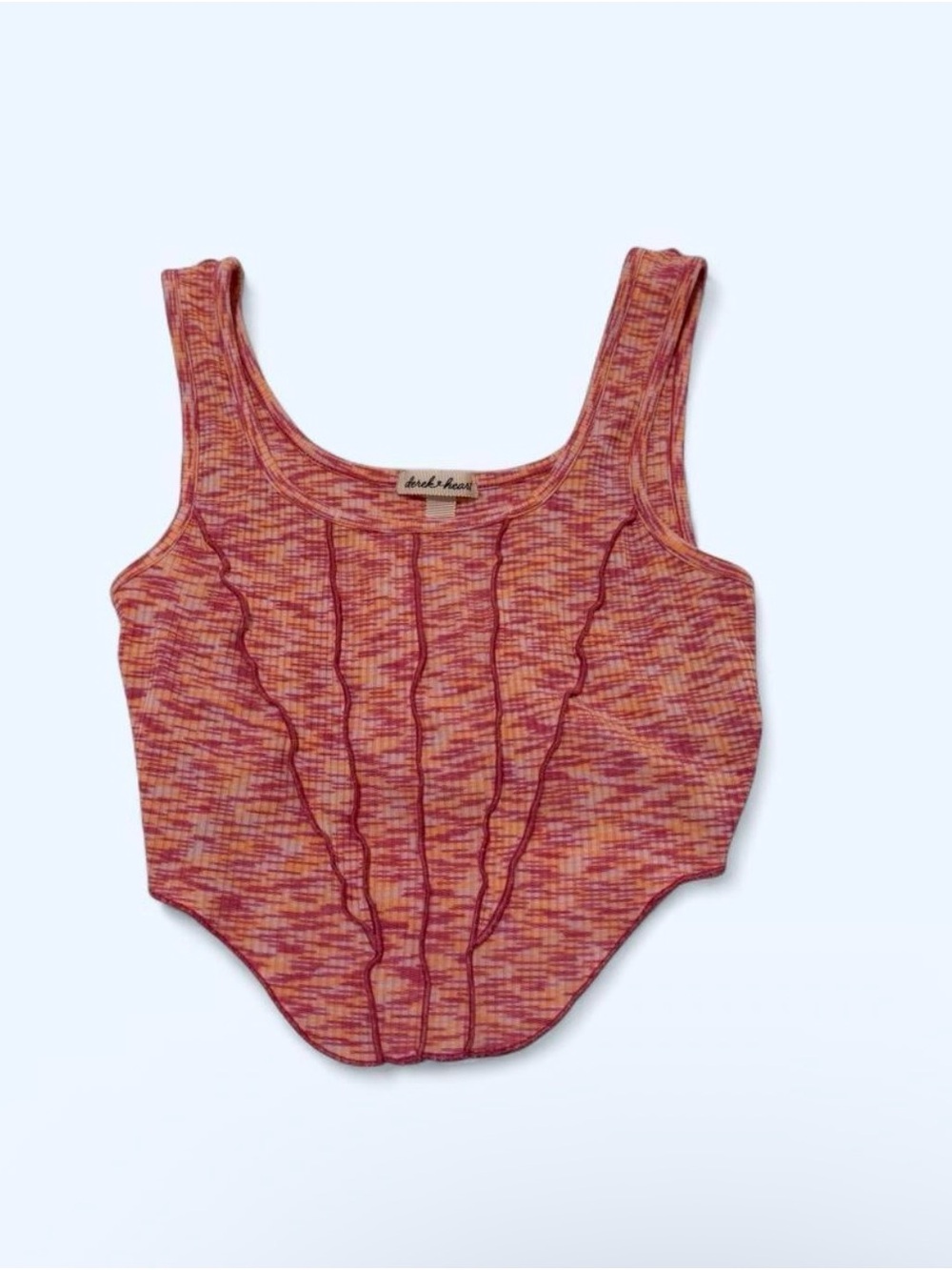 Multicolor Pink Orange Ribbed Tank - Picture 2 of 4